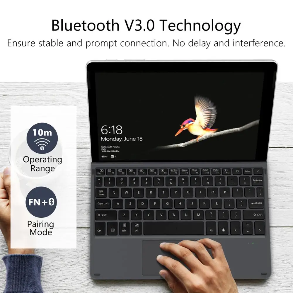 Чехол MoKo для Microsoft Surface Go тонкая беспроводная Bluetooth клавиатура с трекпадом 7