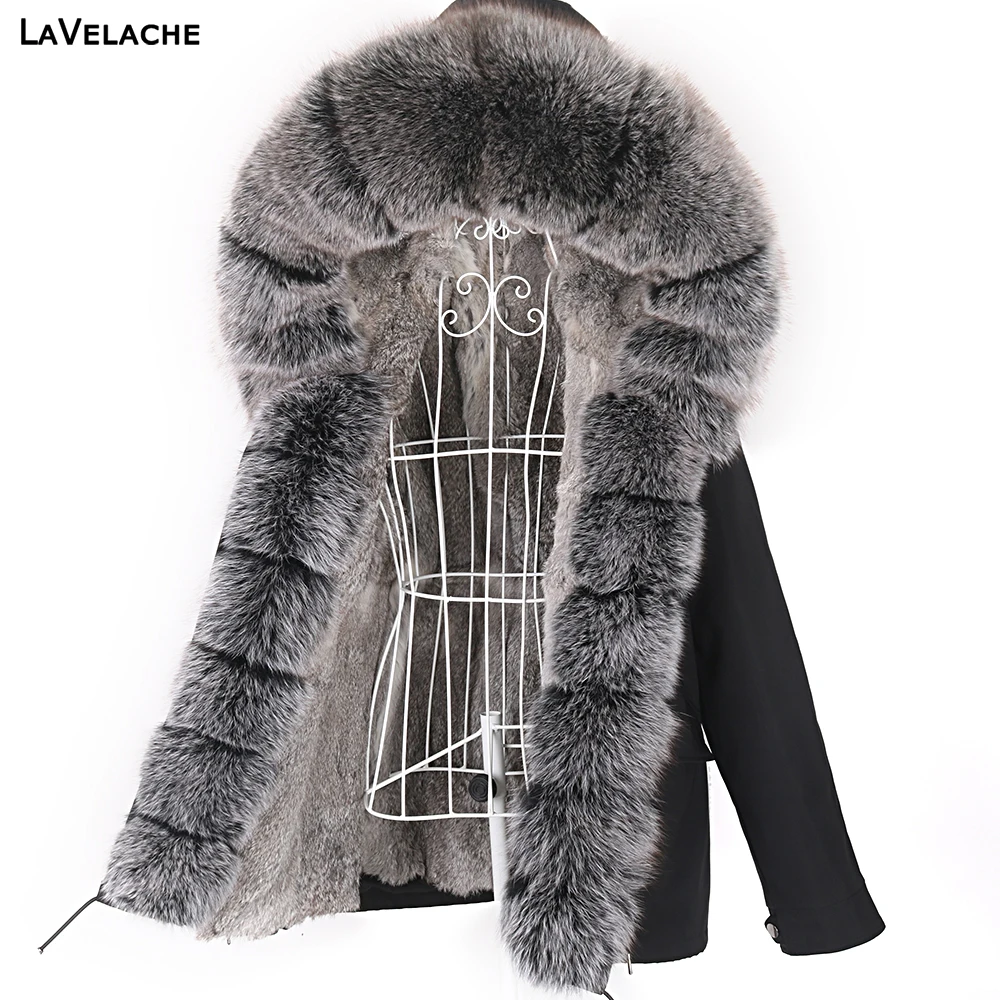 short winter jacket women parka real fur coat waterproof big natural fox fur collar hooded rabbit fur liner streetwear