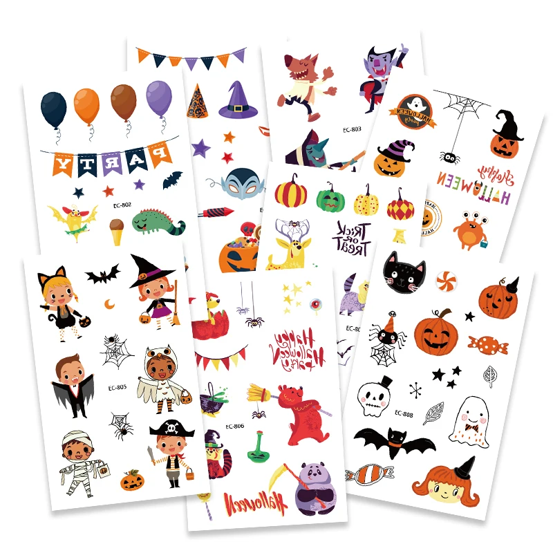 Детская тату-наклейка на Хэллоуин для мальчиков и девочек водостойкая