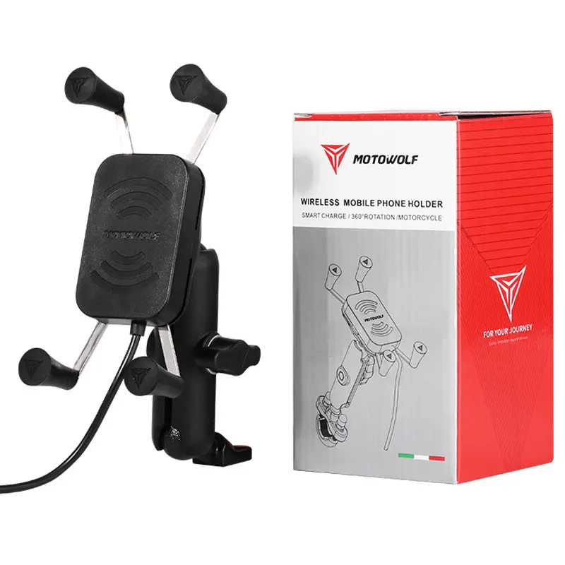 

Motorcycle Mobile Phone Holder Wireless Charger GPS Mount Stand Aluminum Alloy Bracket For IOS iPhone Android Smartphone