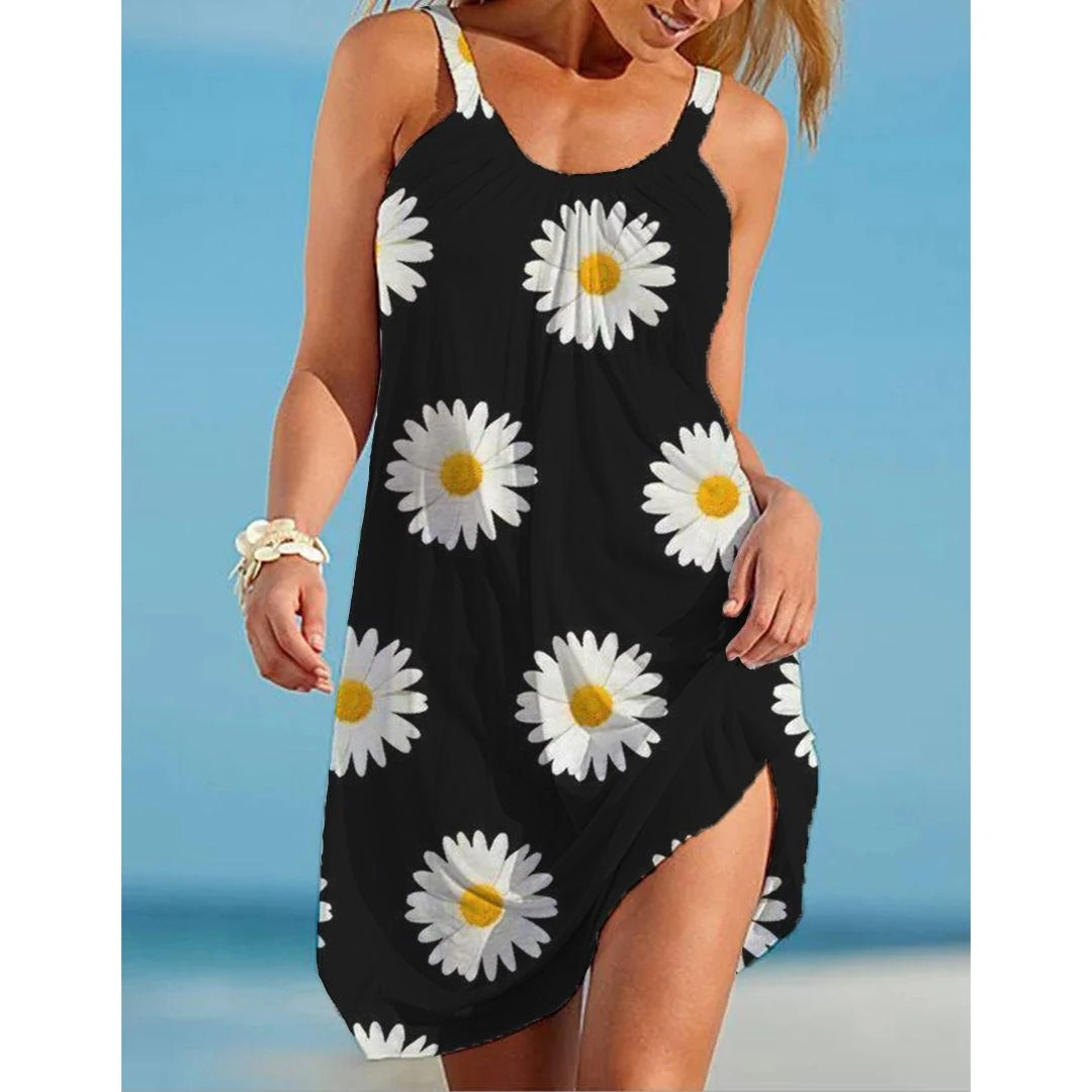 

Women's Strap Dress Short Mini Blue Purple Red Orange Light Green Sleeveless Floral Polka Dot Summer Cold Ahoulder Sexy Wear