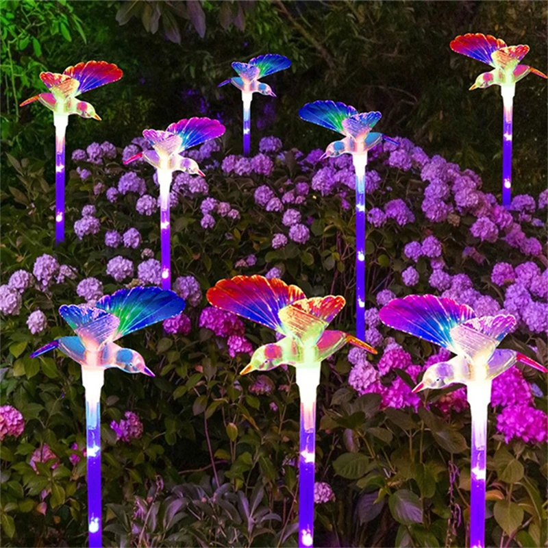 

Solar Garden Stake Hummingbird Lights 7 MultiColor Changing LED Solar Powered Lights for Outdoor Patio Lawn Garden Yard Decor