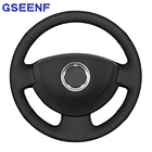Чехол рулевого колеса автомобиля из искусственной кожи черного цвета из искусственной кожи для Renault Logan 1 Sandero 1 Clio 2 Lada Largus 1 Nissan Almera 3 G15