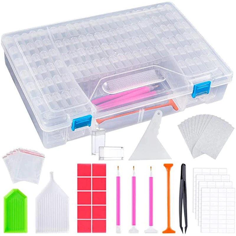

164PCS Diamond Painting Storage Boxes,Portable Bead Storage Box,Reusable Diamond Storage Box Tools,Diamond Painting Accessories