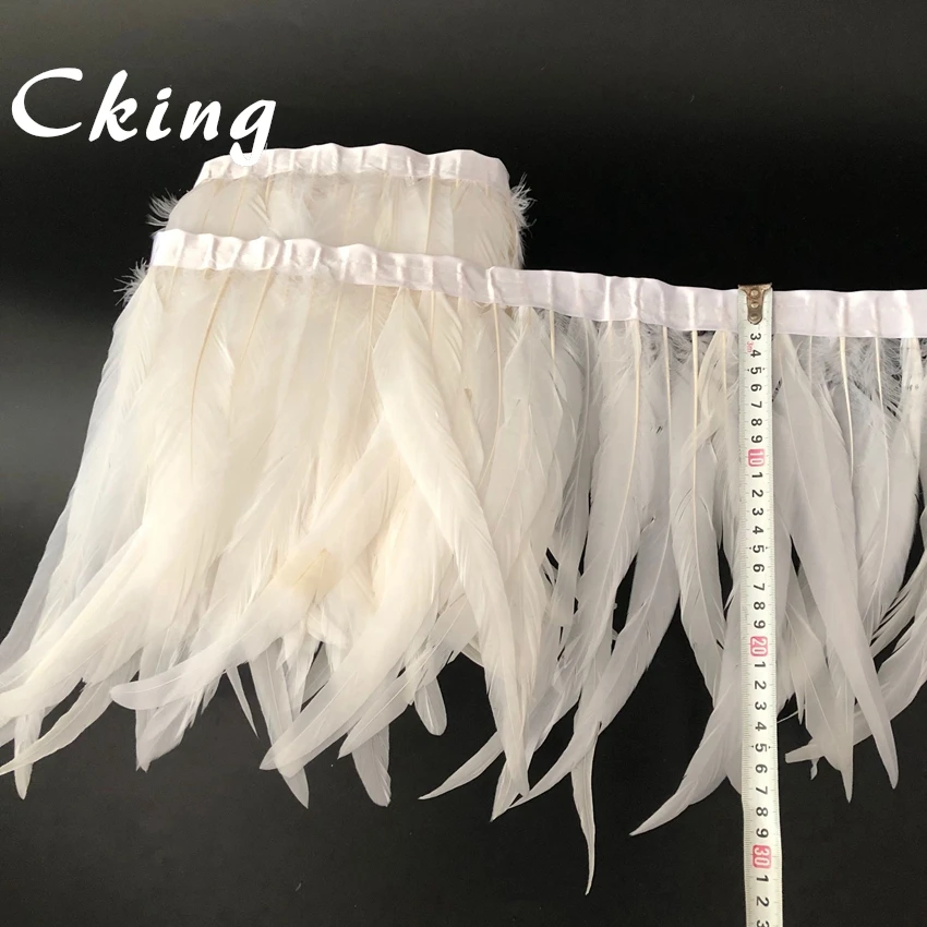 

2M pure white rooster chicken feathers trim 30-35cm 12-14inches long diy cock tails Feather trims fringes wedding customes decor