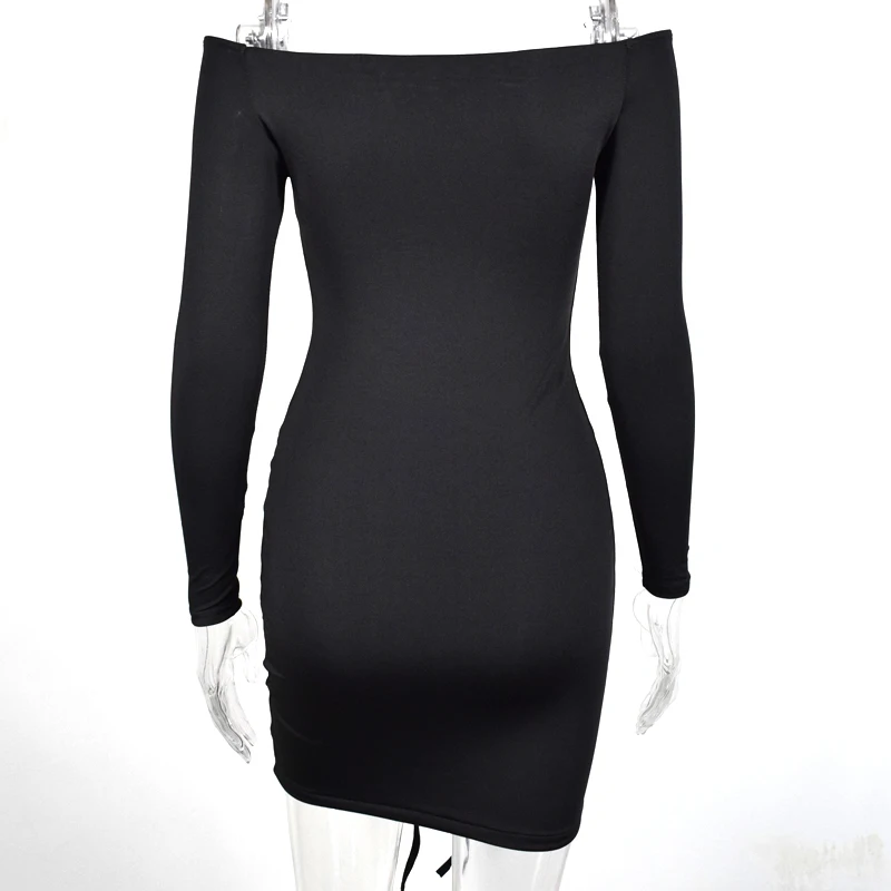 Невозьму 2 слоя осеннее платье Для женщин с открытыми плечами Drawstring Ruched Bodycon платье женские вечерние Клубные пикантные зимнее платье