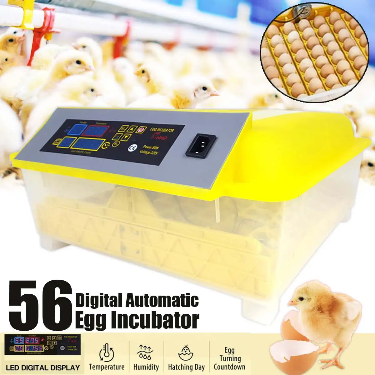 

Farm Hatchery Incubator Automatic Chicken Egg Incubator Hatchery Equipment 56 Eggs Incubator Machine Chicken Duck Bird Brooder