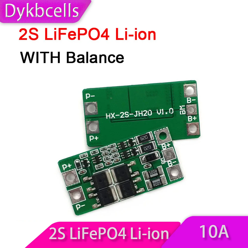 

Dykbcells 2S 10A 6,4 V 7,4 V LiFePO4 18650 Защитная плата литий-ионной, литиевой батареи MOS BMS PCM с балансом