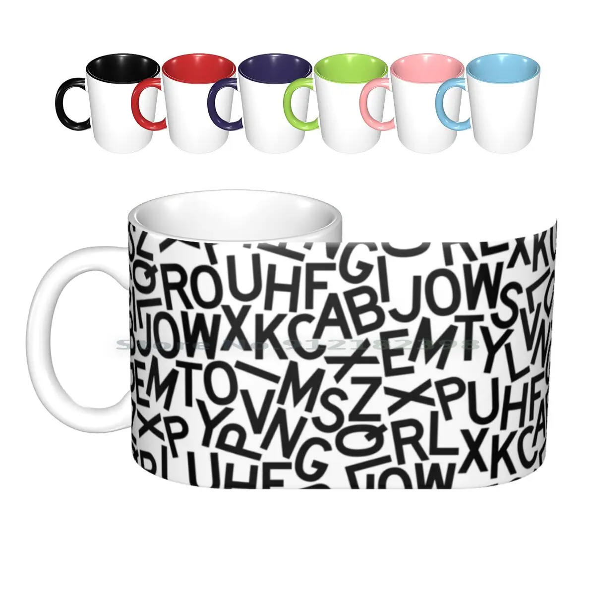 

Керамические кружки с буквами, кофейные чашки, кружка для молока и чая, буквы алфавита, письма, текста, чтения, чтения, черные, белые, для школ...