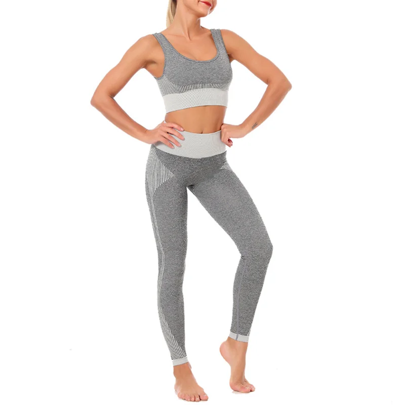 

Популярный Спортивный облегающий бюстгальтер в полоску, бесшовный жилет для фитнеса, костюм для йоги для женщин