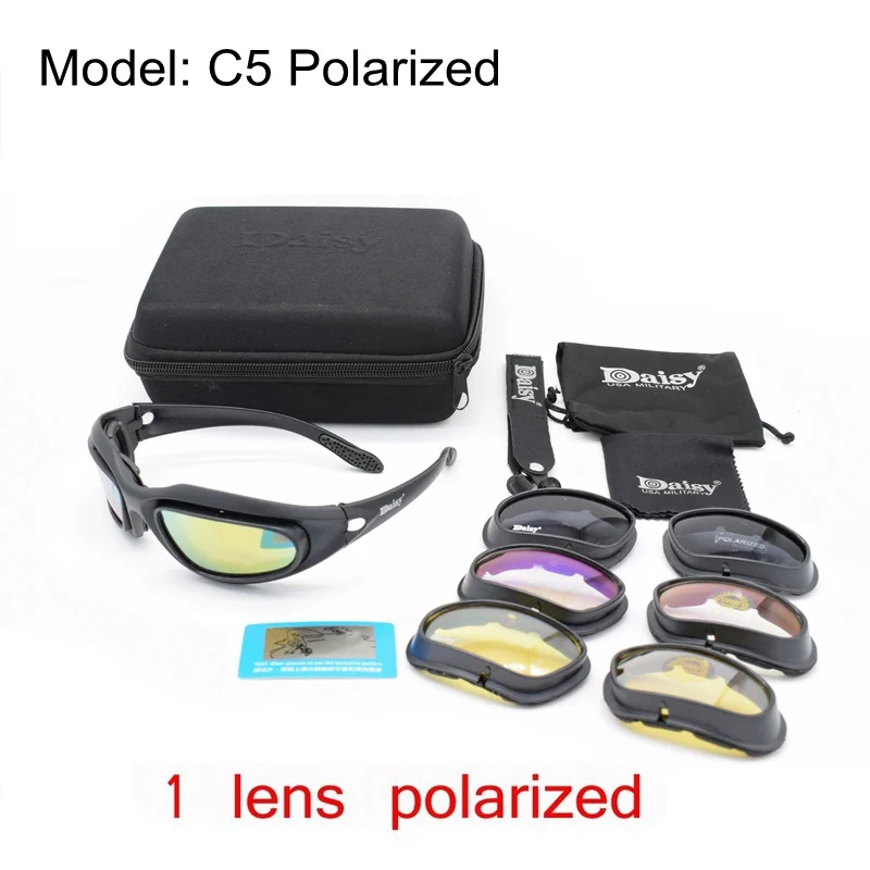 polarized Поляризационные очки Daisy C5, тактические военные очки, мужские очки для охоты, стрельбы, страйкбола, очки с 4 линзами - Цвет: polarized