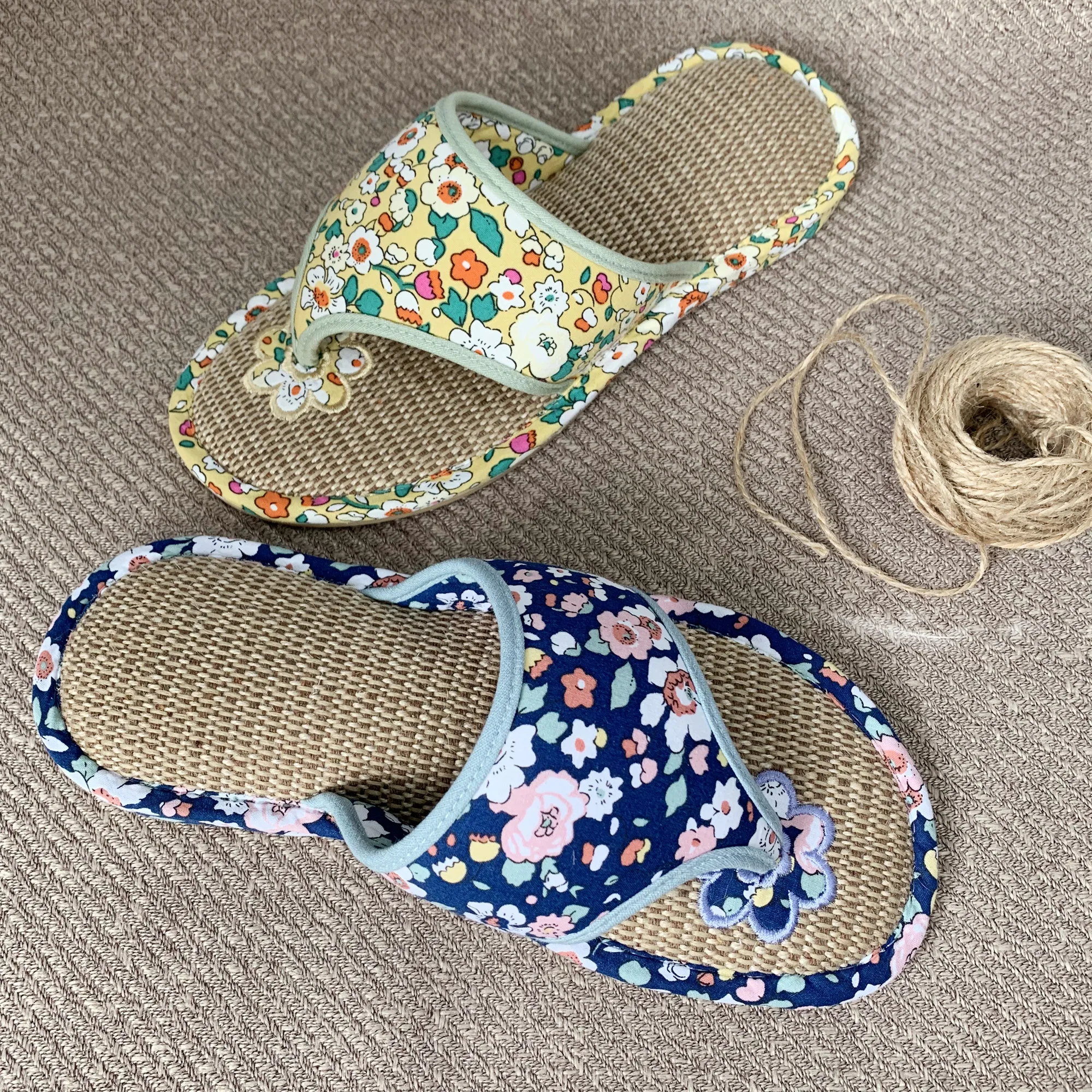 Новейшие пляжные шлепанцы Вьетнамки Женские мягкие льняные летние домашние