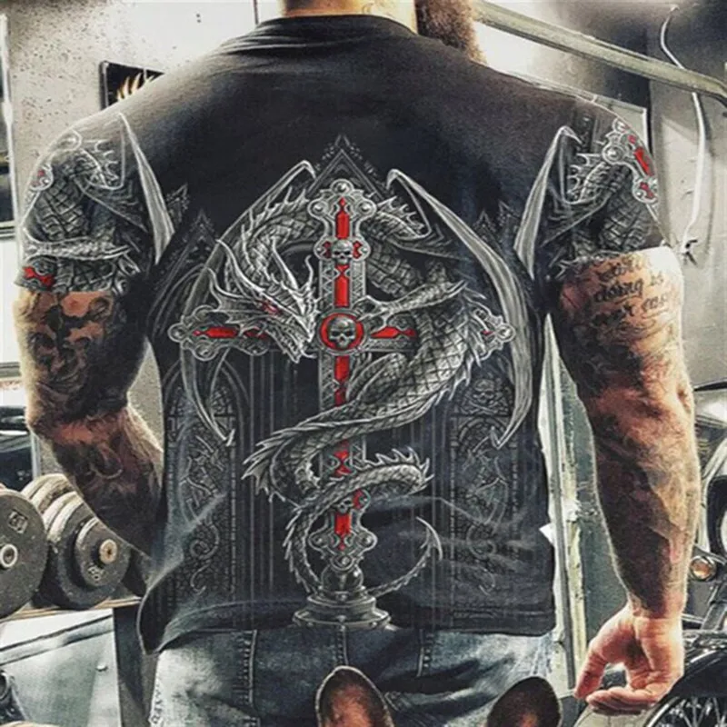 Футболка мужская с 3D-принтом черепа модная повседневная одежда оверсайз круглым