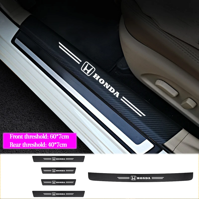 

4 шт. порога кожи наклейки Наклейка из углеродного волокна для Honda Civic XR-V CR-Z CRV вариабельности сердечного ритма города аксессуары Accord стайлин...