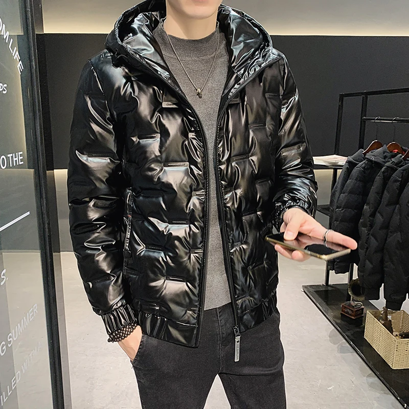 Fashion 2022 Autumn Winter Hooded Bubble Duck Down Jackets Men's Solid Bright Parkas Thick Warm Waterproof Down Coats M-6XL Tops