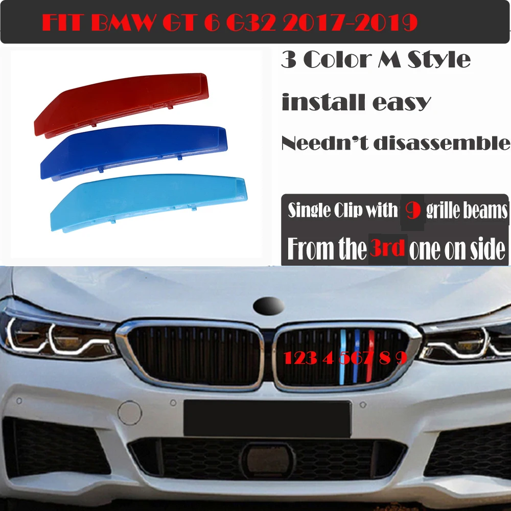 Fit 17-19 BMW 6 серии GT G32 GT6 GranTurismo M-SPORT дизайн 3-Цвет Почек Зажим для решетки вставки нашивки отделкой гонки
