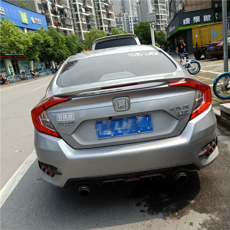 Для Honda Civic 2016 2019 спойлер спортивный со светодиодным светильник ABS Материал заднее