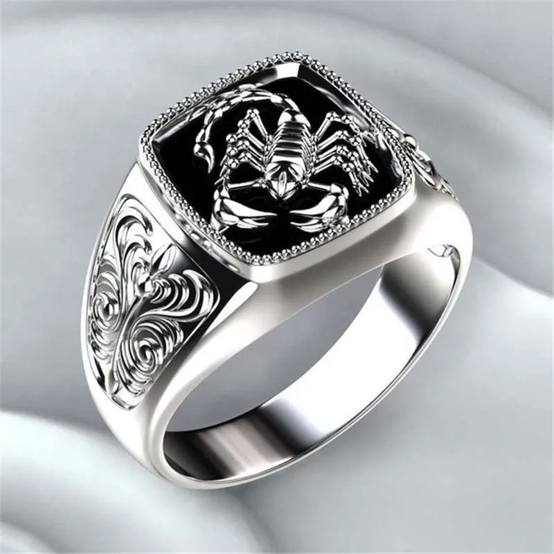 

New Hot Hip Hop Men's Fashion 316L Stainless Steel Scorpio Embossed Ring for Punk Party Jewelry Anniversary Gift