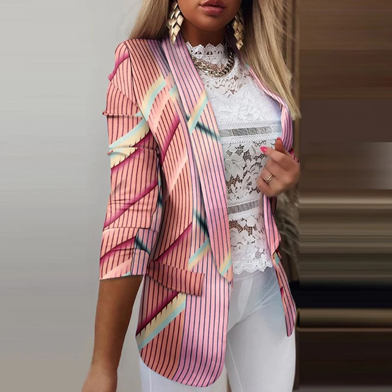 

Office Female Temperament Slim Suit Jacket Autumn and Winter Warm Fashion Lapel Single Button Suit Jackets Casual Color Jackets