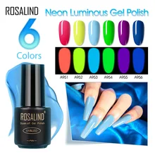 ROSALIND Gel Polish Neon Luminous Nail Polish Manicure Top Base Gel For Nails Art Vernis Semi Permanent Hybrid Varnish Gellak