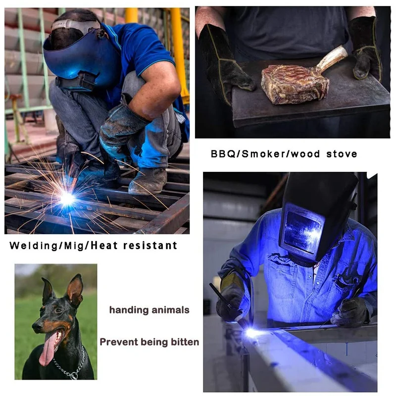 

Promotion! Gloves Cowhide Barbecue Microwave Oven Insulated Gloves Anti-Scald and High Temperature Labor Insurance Gloves