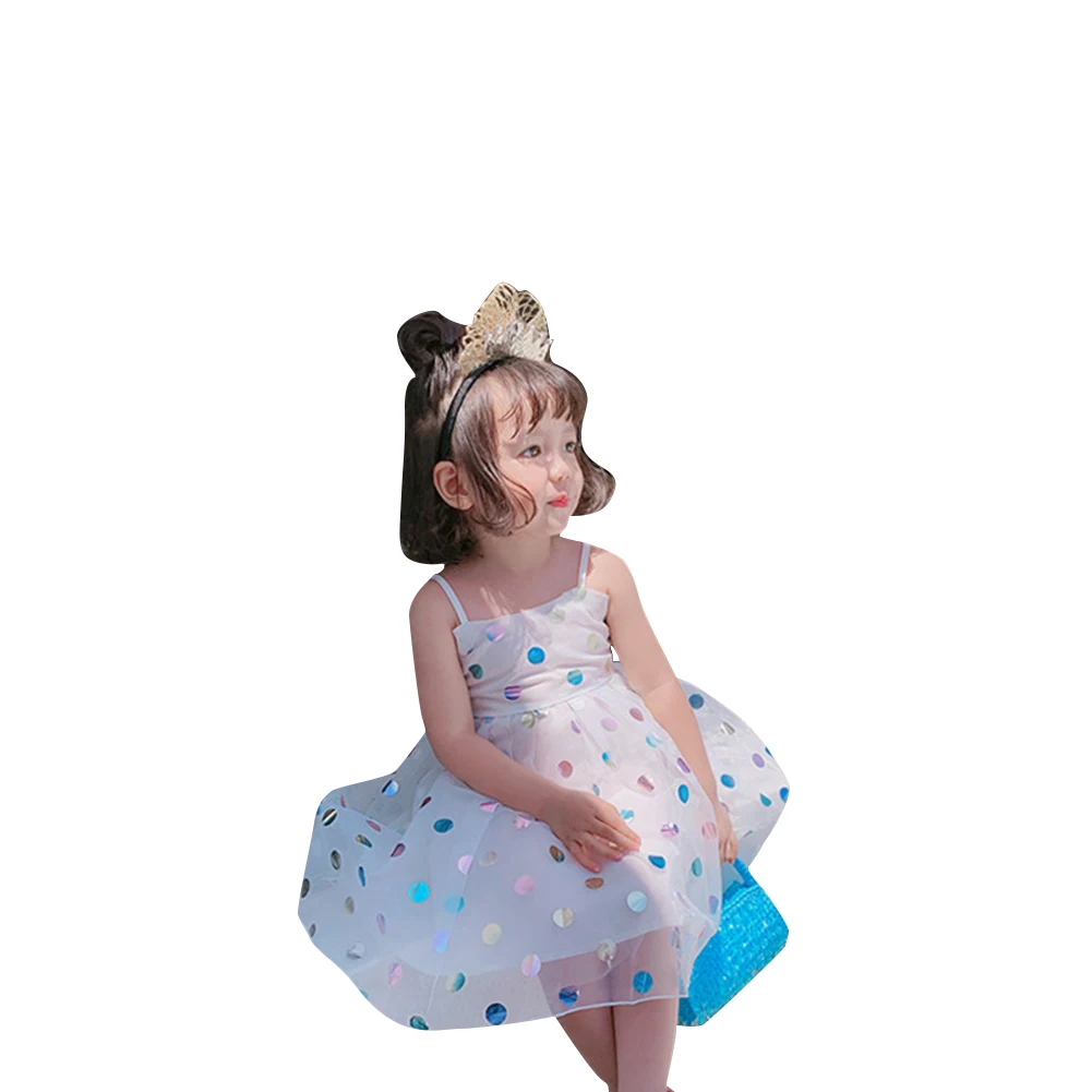 

2020 Summer Cute Kids Clothes Baby Girls Sequin Suspender Dress Children's Fashion Polka Dot Princess Dress
