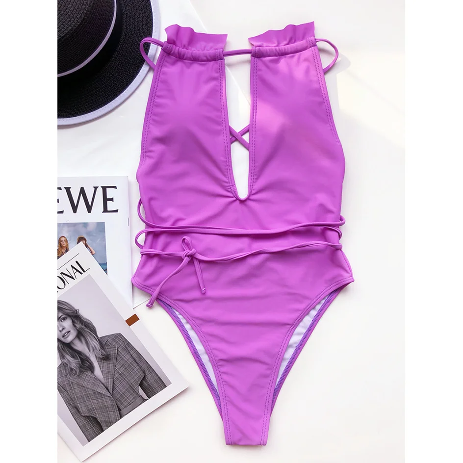 

A bathing suit high women's bathing cross bandage swimsuit with no back 2020 suit swimming