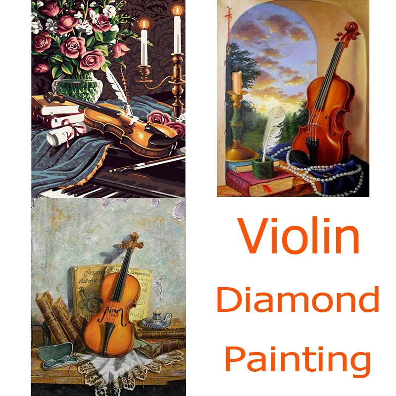

Diamond Painting 5D Diamonds DIY Violin Cross Stitch Full Drill Embroidery Colorful Handmade Home Room Wall Decor