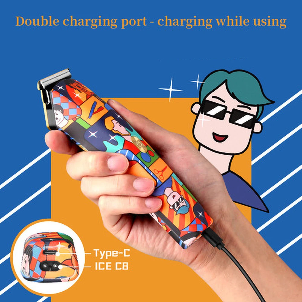 Kemei Новый Личность граффити электромашинка для стрижки волос профессиональная