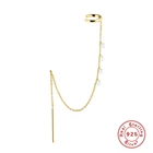 Автоклав 925 пробы Серебряные серьги для Для женщин инкрустированные циркон тассель цепь Pendientes плата 925 клипсы kolczyki; Искусственная кожа; Прямая продажа (дропшиппинг); damskie