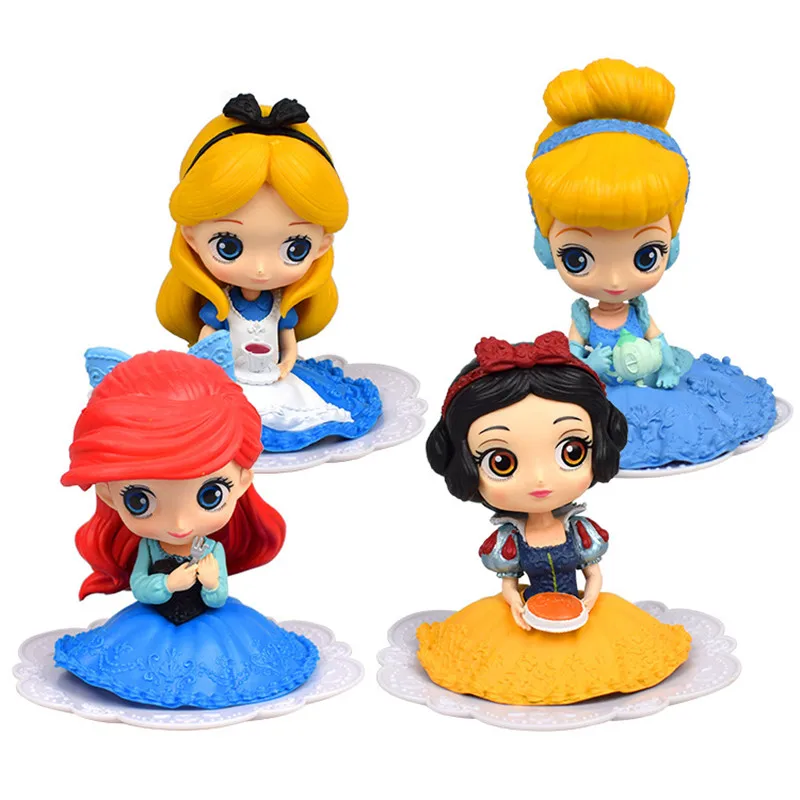 

Bandai Q Posket 4 штуки Сидящая поза Алиса Белоснежка Золушка послеобеденный чай Аниме кукла модель украшения для торта