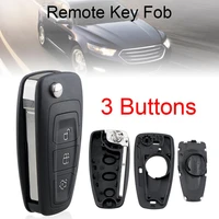 3 buttons car key fob case shell replacement with hu101 blade flip folding remote cover fit for ford mondeo focus s max fiesta