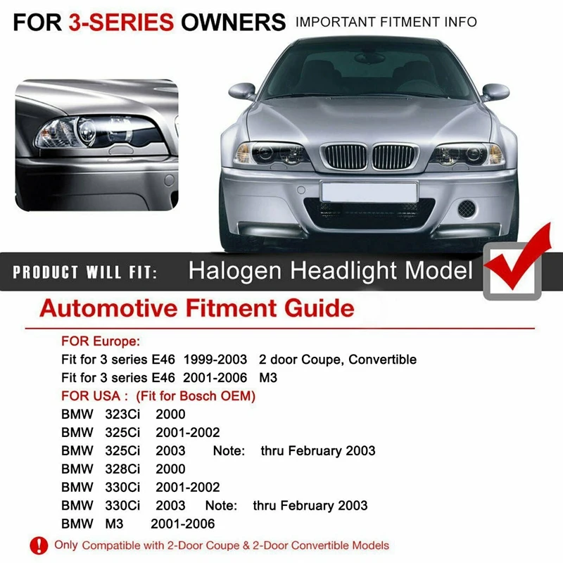 

Headlight Lens Cover For Bmw,1 Pair Left And Right Headlight Headlamp Clear Lens Cover For Bmw E46 3 Series 1999-2003 4-Door M3