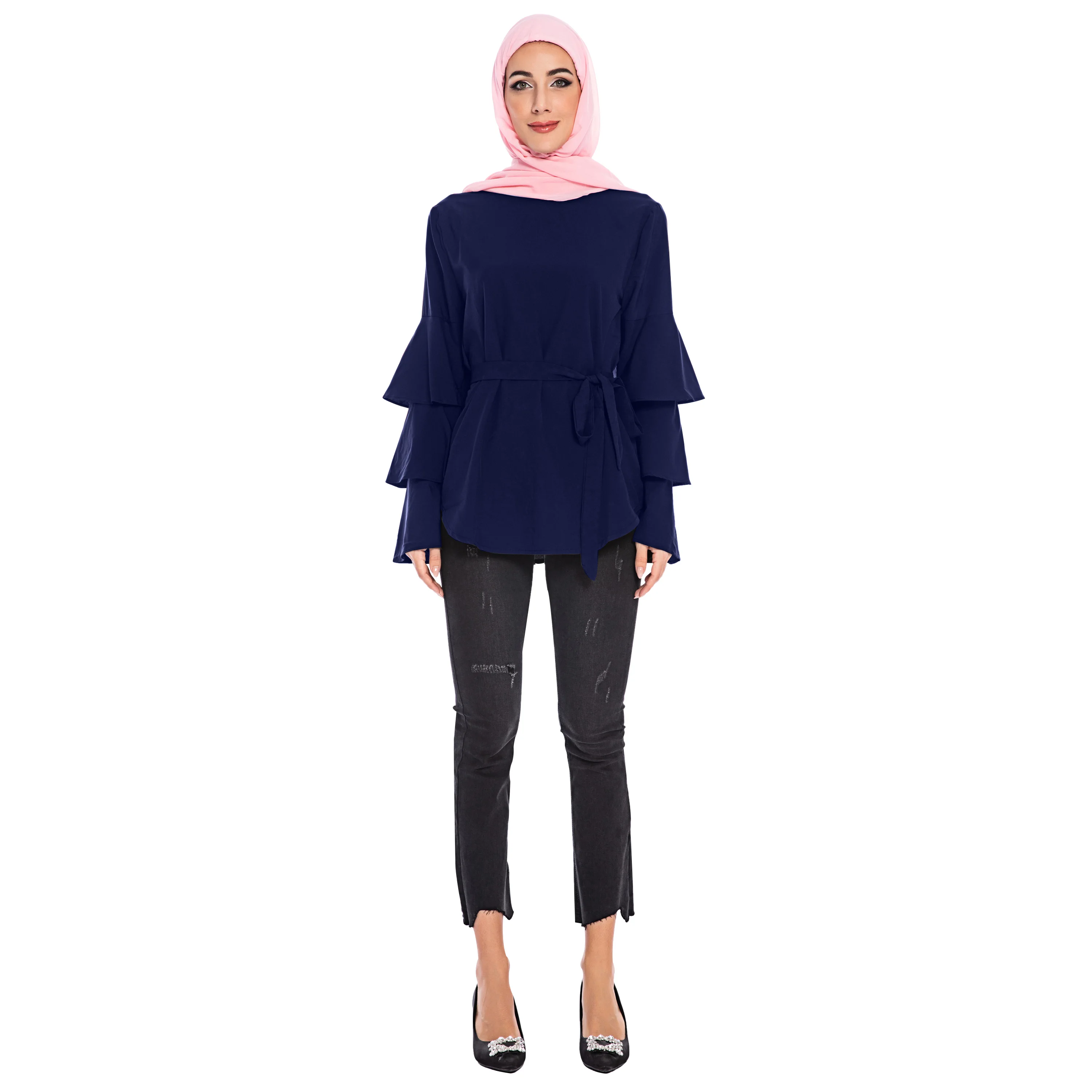 Длинные рубашки Оригинальная одежда Женская длинная мусульманская блузка