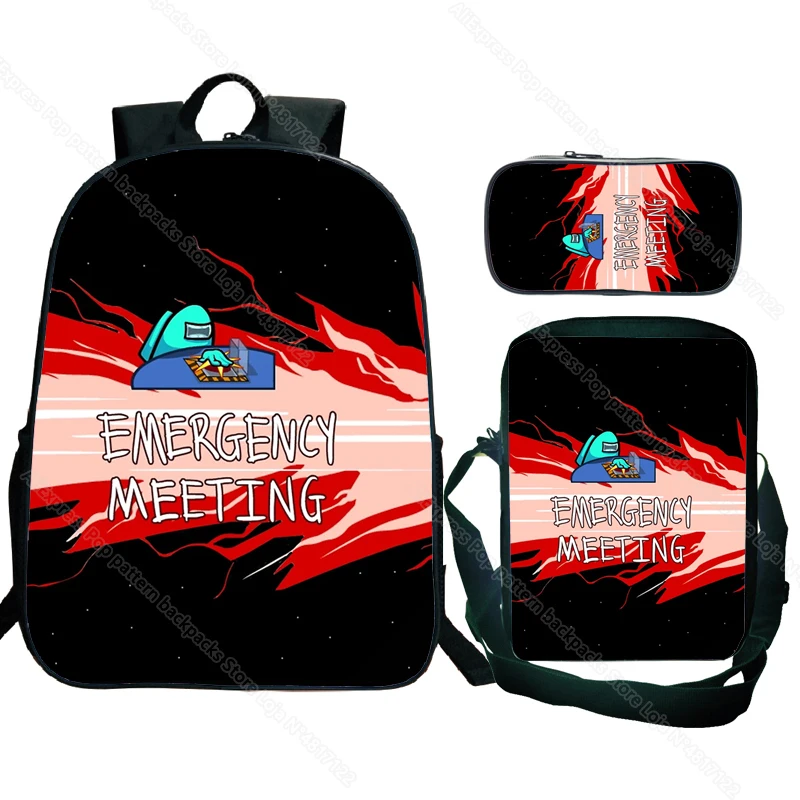 

Fashion Hot Game Among Us Backpack 3 Pcs/set Crossbody Bag Pencil Case Students Schoolbag Boys Girls Teens Kid's Travel Rucksack