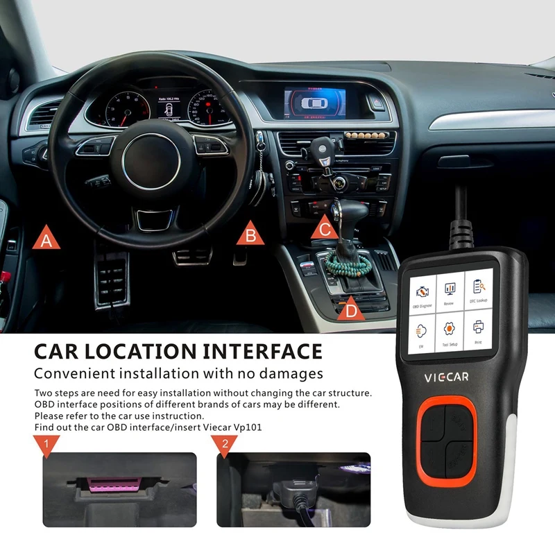 

Viecar OBD2 VP101 OBDII/EOBD Code Reader ODB2 Scanner I/M Analyzer Automotive Car Diagnostic Auto Tool PK CR5001 AS500