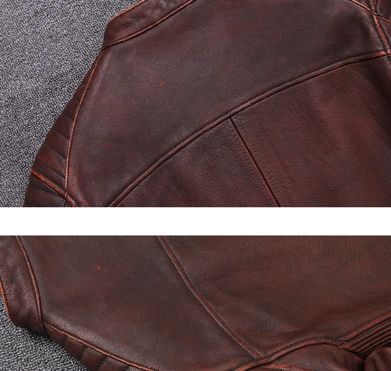 Tcyeek Genuine Leather Jacket for Men Fashion Cow Leather Coat Streetwear Men's Moto& Biker Coats Slim Casaco U-1806