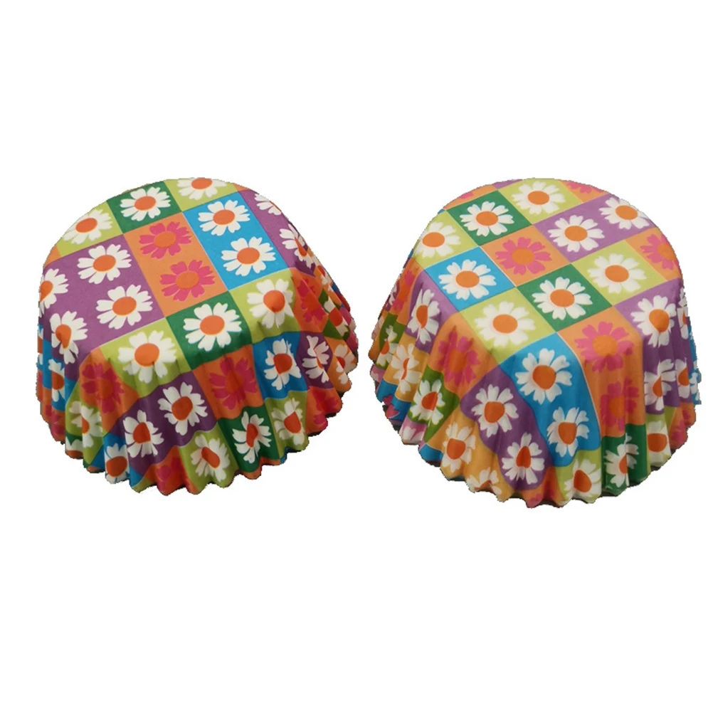 100 шт. бумажный стаканчик с цветочным принтом Маффин обертки для кексов бумажные