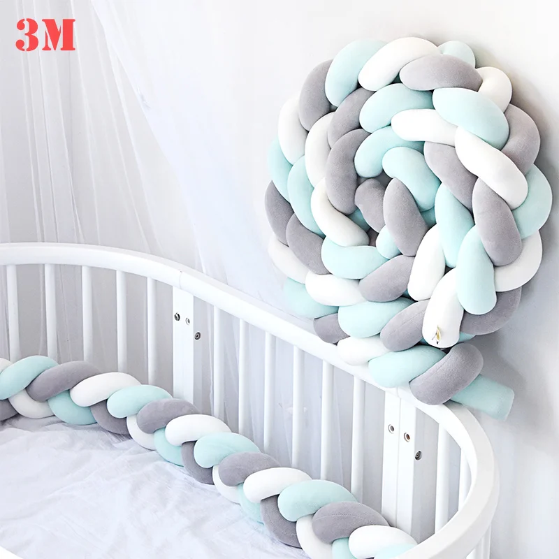 3M 3C 1 шт., 2 м/3 м, для новорожденных, детская кроватка, бампер, кровать, бампер, узел, декор для детской комнаты, для новорожденных, кровать, бампер, длинная плетеная Подушка, узел, кроватка - Цвет: 3M 3C
