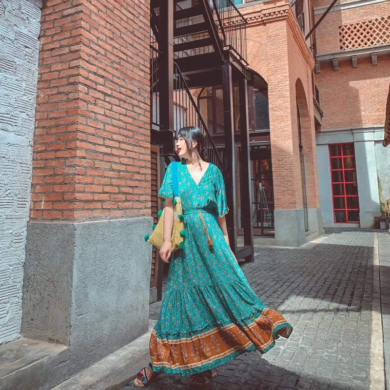 Женское Цветочное платье макси в стиле бохо летний плявечерние вечерний сарафан