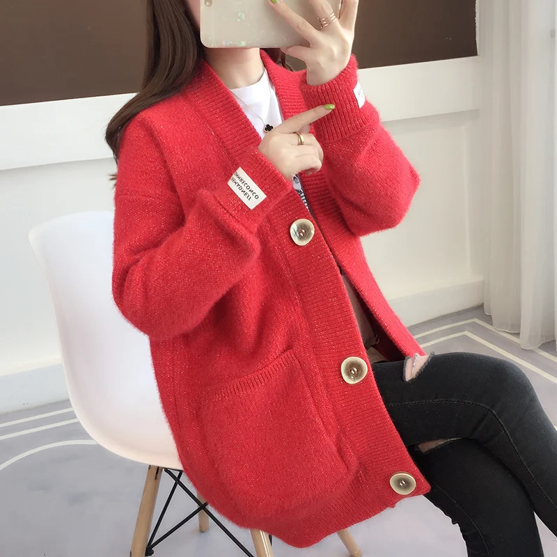 Модный Элегантный Теплый осенне зимний теплый кардиган женский меховой вязаный