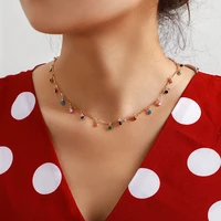 trendy fashion women rainbow beads tassel charm chain clavicle necklace jewelry gif