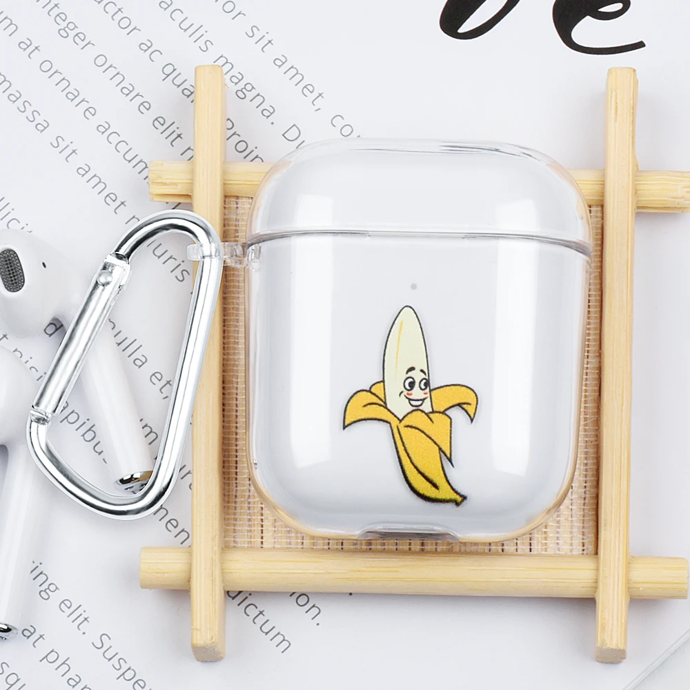 Футляр для наушников для Apple AirPods 2 зарядных ящики милый мультфильм Жесткий ПК прозрачный чехол для Airpods прозрачный чехол с крючками