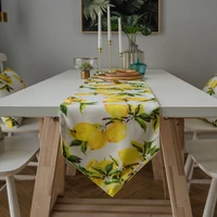 table runner yellow lemon printing garden plant dining table tv cabinet tea table double layer placemat bed runner