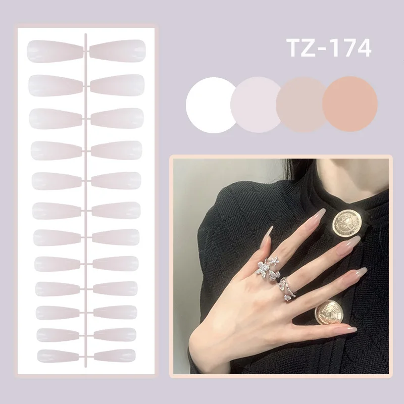 

24PCS/set Long Ballet Nail Polished Nail Patch False Nails 24 Wearable Nail Tool Nail Patch Fake Nails Kit