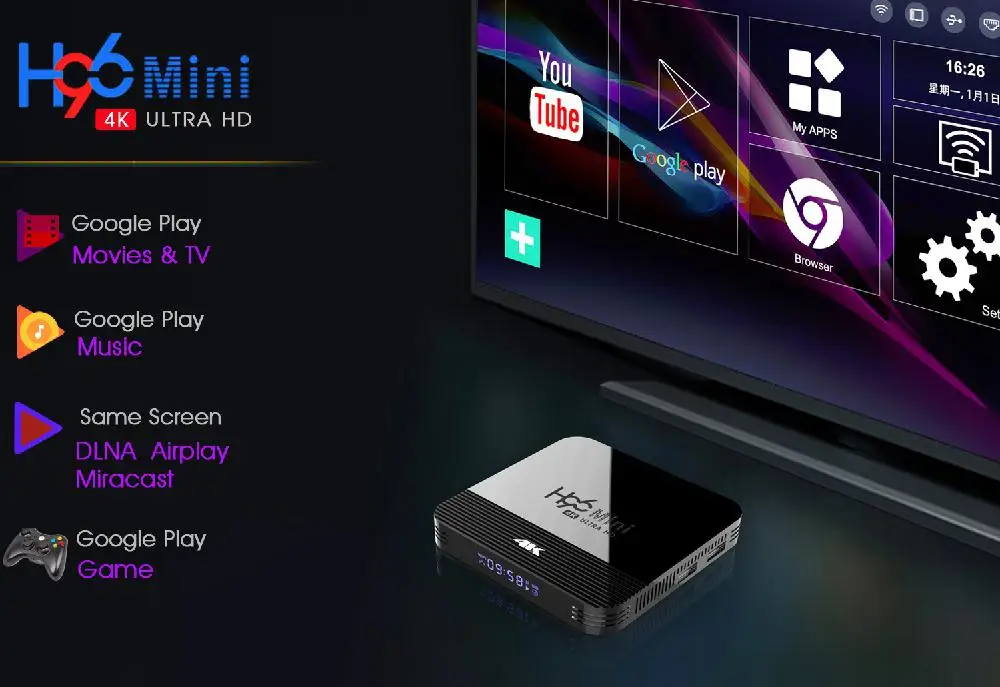 ТВ-приставка 2G 16G 1G/8G BT4.0 Mini STB H8 4K HD ТВ приставка Rockchip RK3228A Поддержка 2 4G /5G WiFi Android 9 0