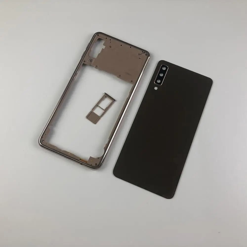 Для samsung Galaxy A7 SM-A750F A750F A750 корпус средняя рамка Крышка+ задняя крышка батареи стеклянная крышка+ держатель лотка для sim-карты