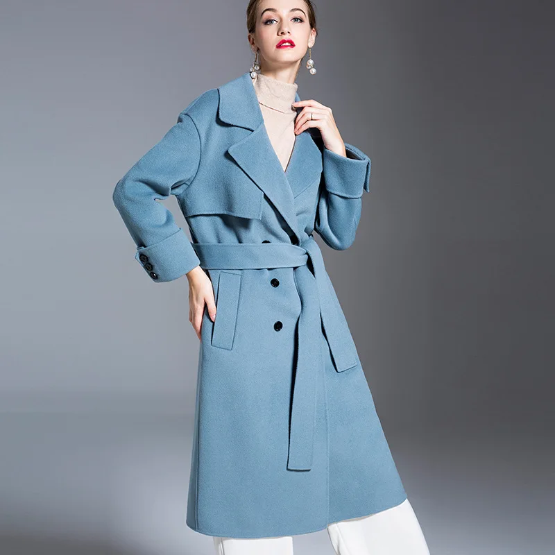 Высококачественное осеннее кашемировое пальто теплое зимнее длинное женское