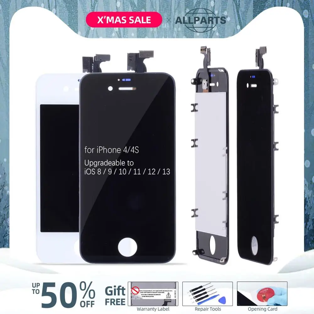 AAA OEM Дисплей для iPhone 4 4S LCD в сборе с тачскрином на рамке черный белый