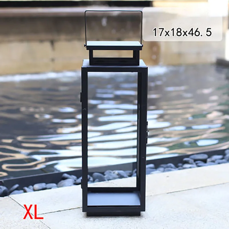 Black XL Американские подсвечники изделия из кованного железа, предназначенные для использования на улице подсвечник стеклянный подсвечник Свеча фонарь лампа ветер светильник прополка Декор 50x183 - Цвет: Black XL